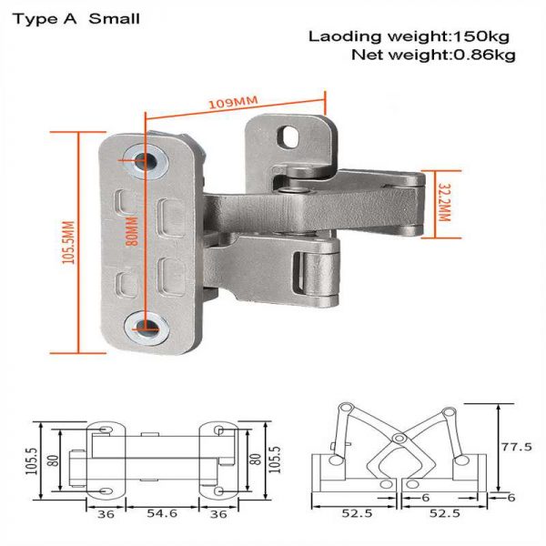Tube Well Doors Hinge Stainless Steel Strong 200KGS Concealed Hinges 2 Ways Adjustable Invisible Stone Hinge - Image 5