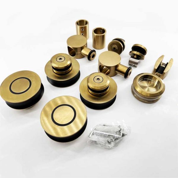 Bathroom Stainless steel frameless golden shower sliding glass door hardware kit - Image 2