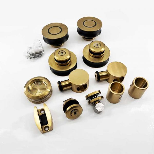 Bathroom Stainless steel frameless golden shower sliding glass door hardware kit - Image 3