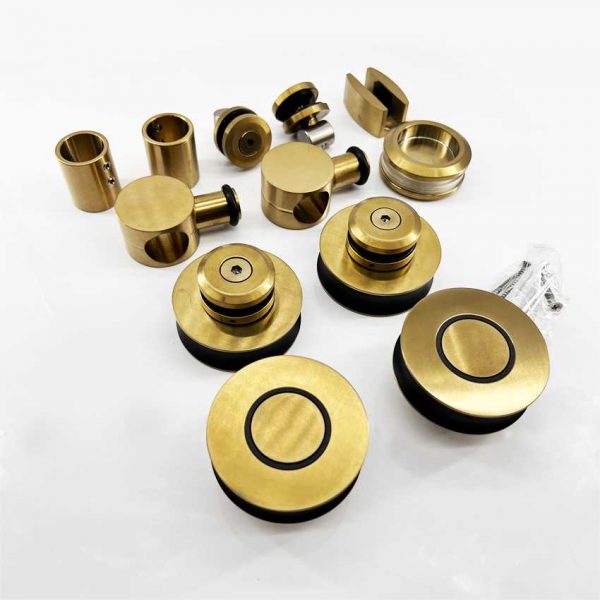 Bathroom Stainless steel frameless golden shower sliding glass door hardware kit - Image 4