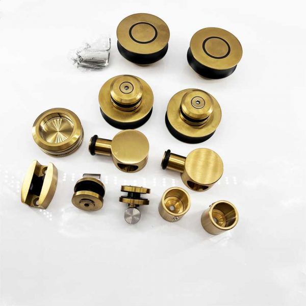 Bathroom Stainless steel frameless golden shower sliding glass door hardware kit - Image 5