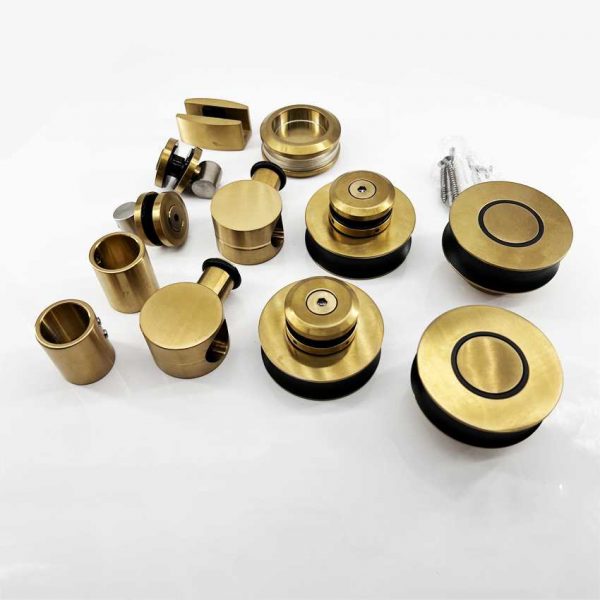 Bathroom Stainless steel frameless golden shower sliding glass door hardware kit - Image 6