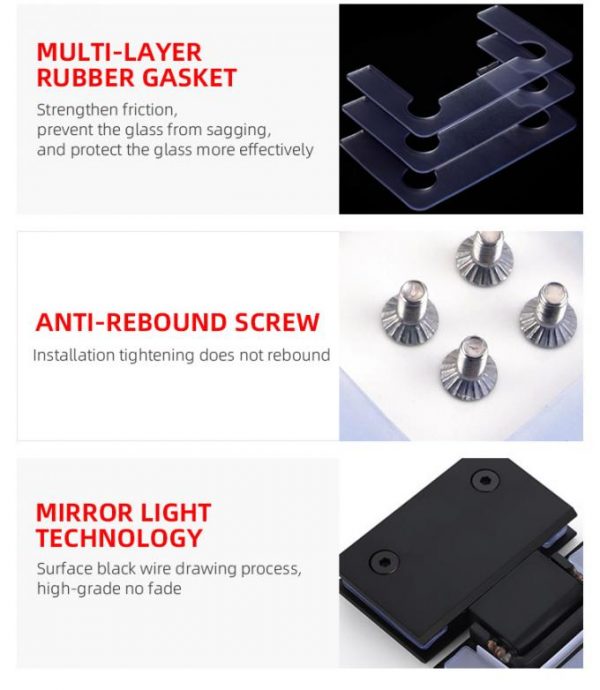Stainless Steel Shower Door Hinges Suitable for 800-1200MM Door Width 5-6MM Thickness - Image 7