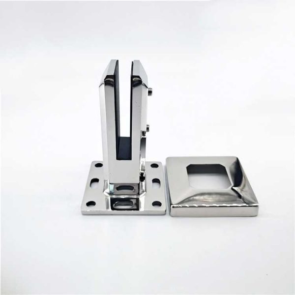 Adjustable Mirror Finish Duplex 2205 Square Glass Railing Pool Fencing Spigot Clamp