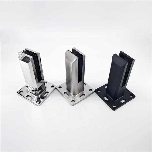 Matt Black Adjustable Glass Square Spigot With 8 Holes in the Base Floor to Glass Railing Pool Fencing Glass Spigot - Image 5